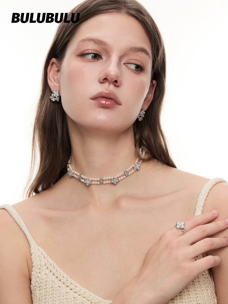 BULUBULU Flower Double Pearl Necklace