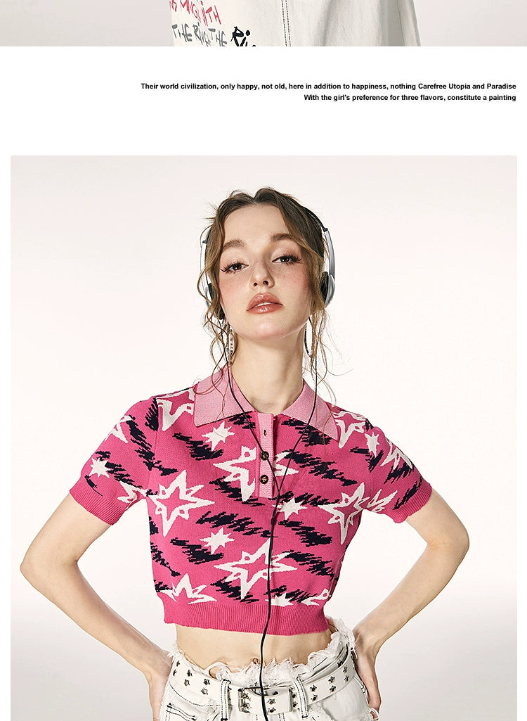 Imone Polo Collar Contrasting Jacquard Tee
