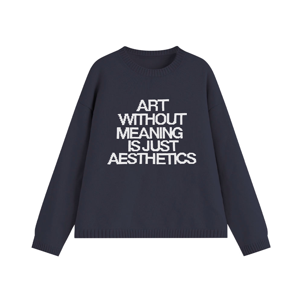 Loopsoon Chest Jacquard Retro Color Scheme Loose Versatile Knitted Sweater