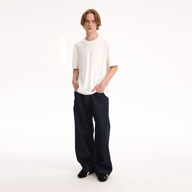 UNF 130z Dark Blue Raw Cow RAW Denim Loose Straight Jeans