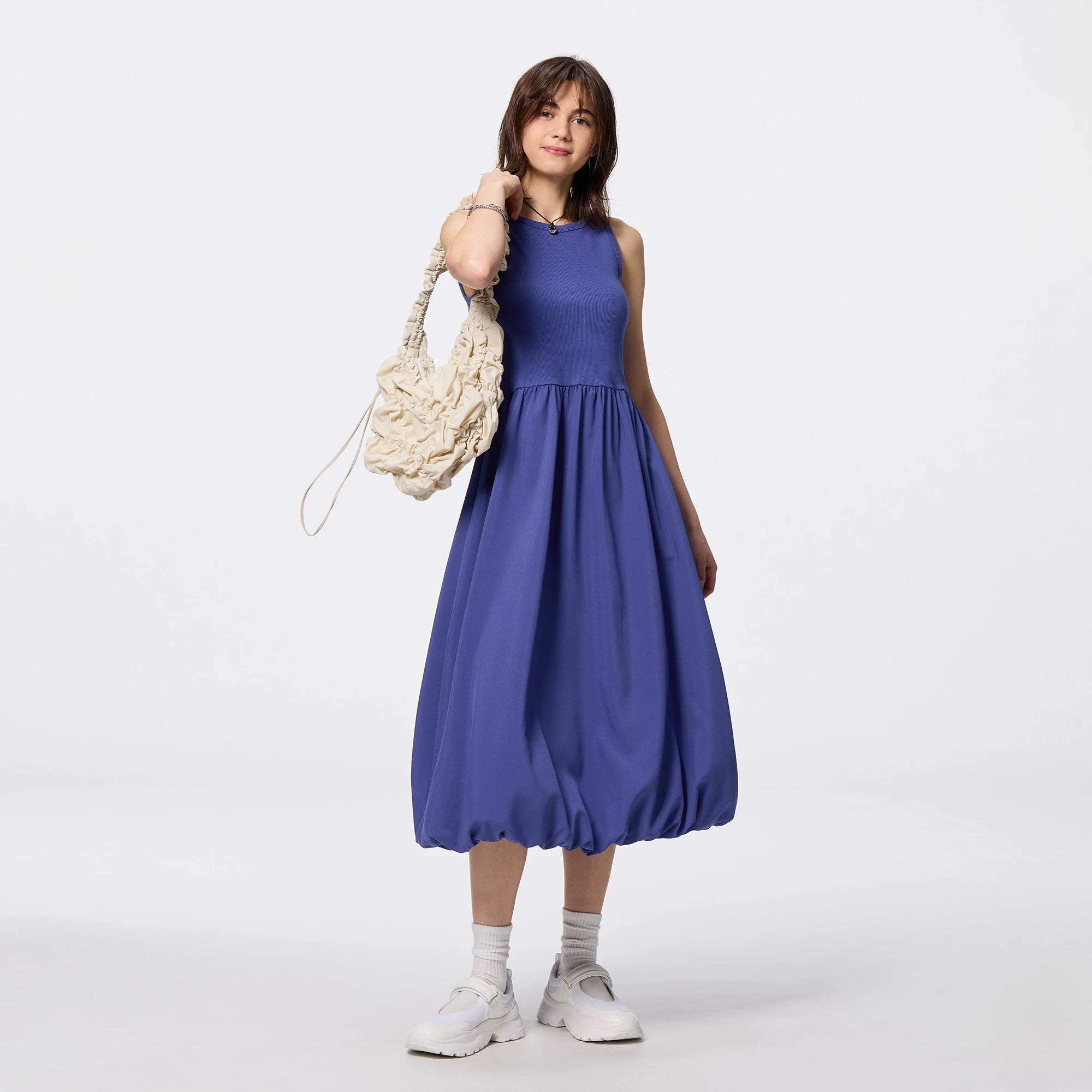 GU Bubble Bud Sleeveless Long Skirt Big Swing Skirt