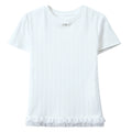 XUJING Front Shoulder Lace Edge Hem Waist Thin Tee