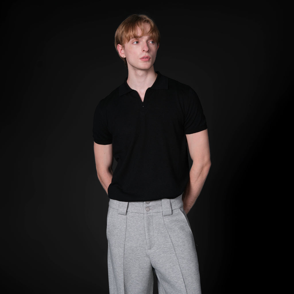 Set for Life Zipper Lapel Casual Tee