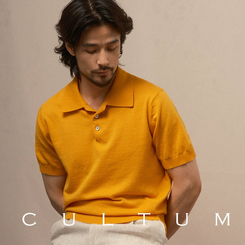 CULTUM Lapel Cotton and Linen Knitted Light Polo Shirt