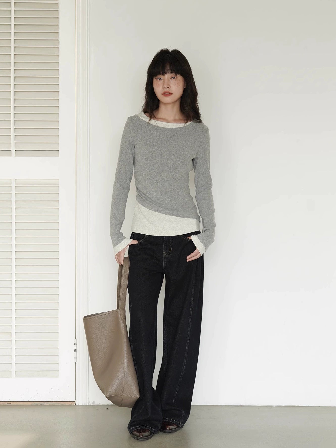 EIGHTHMONTH Fake Two Pieces Thin Contrasting Long Sleeves