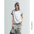 CHANT2nd Striped Splicing Short Tee