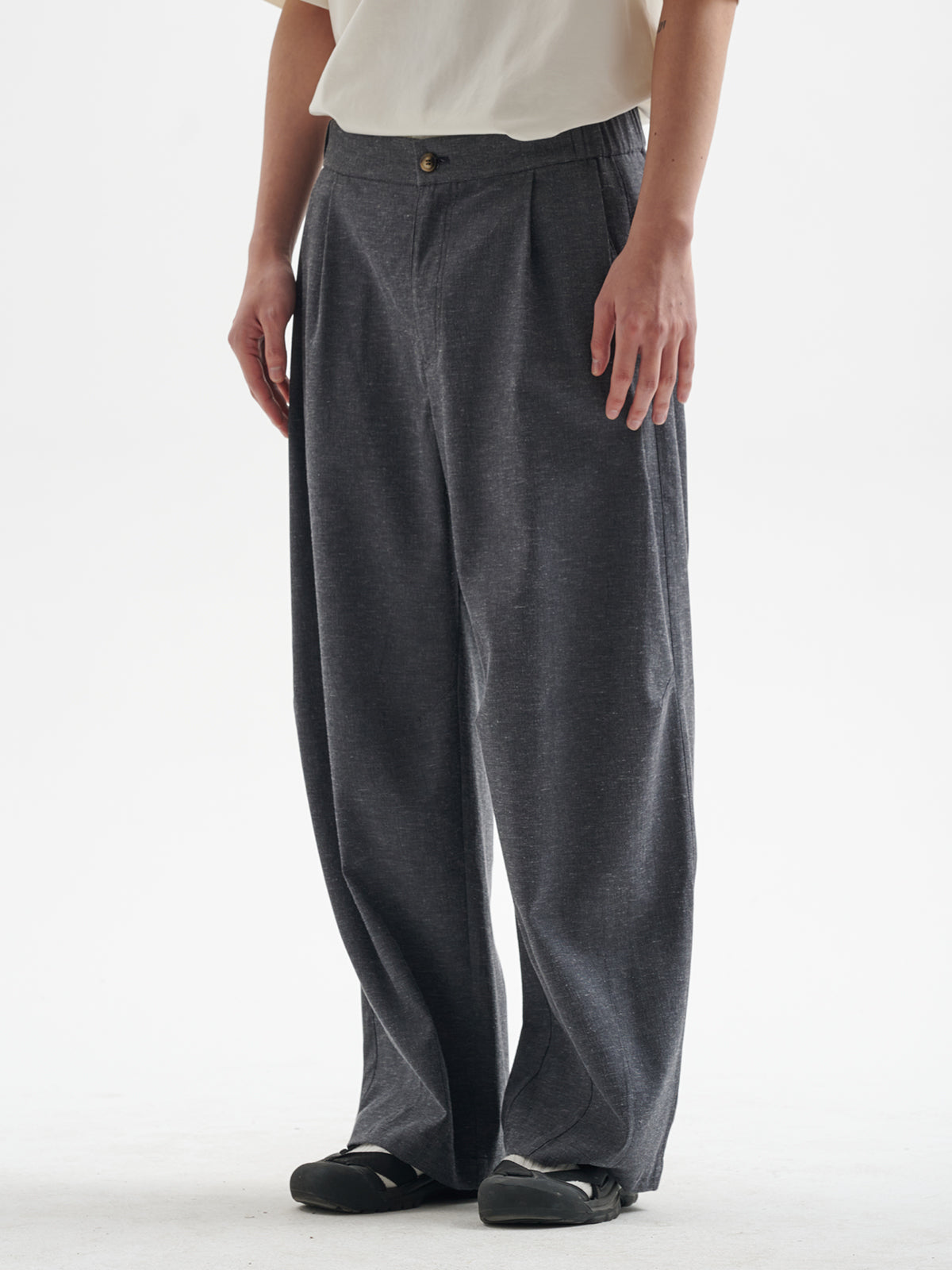 BUTTBILL 25SS Vintage Solona cotton and linen wide-leg cool Pants