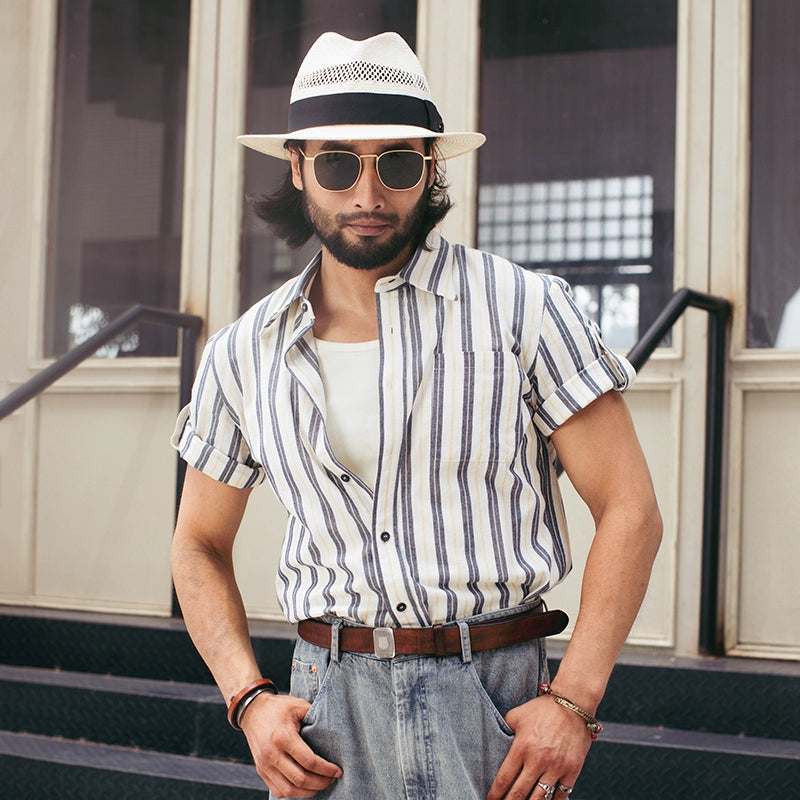 SOARIN Vintage Striped Short Sleeve Shirt