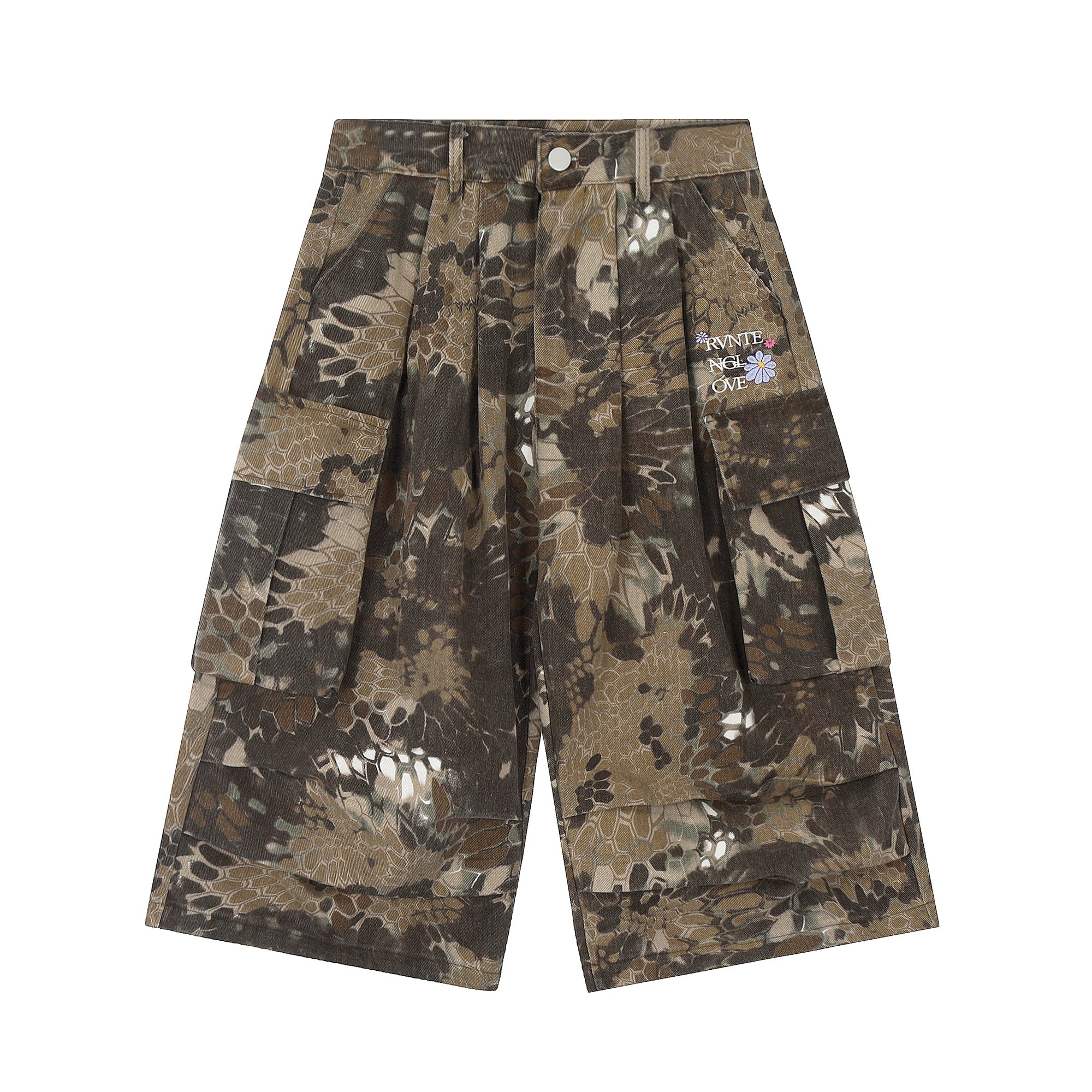 BLACKLISTS Snake Pattern Camouflage Tooling Shorts
