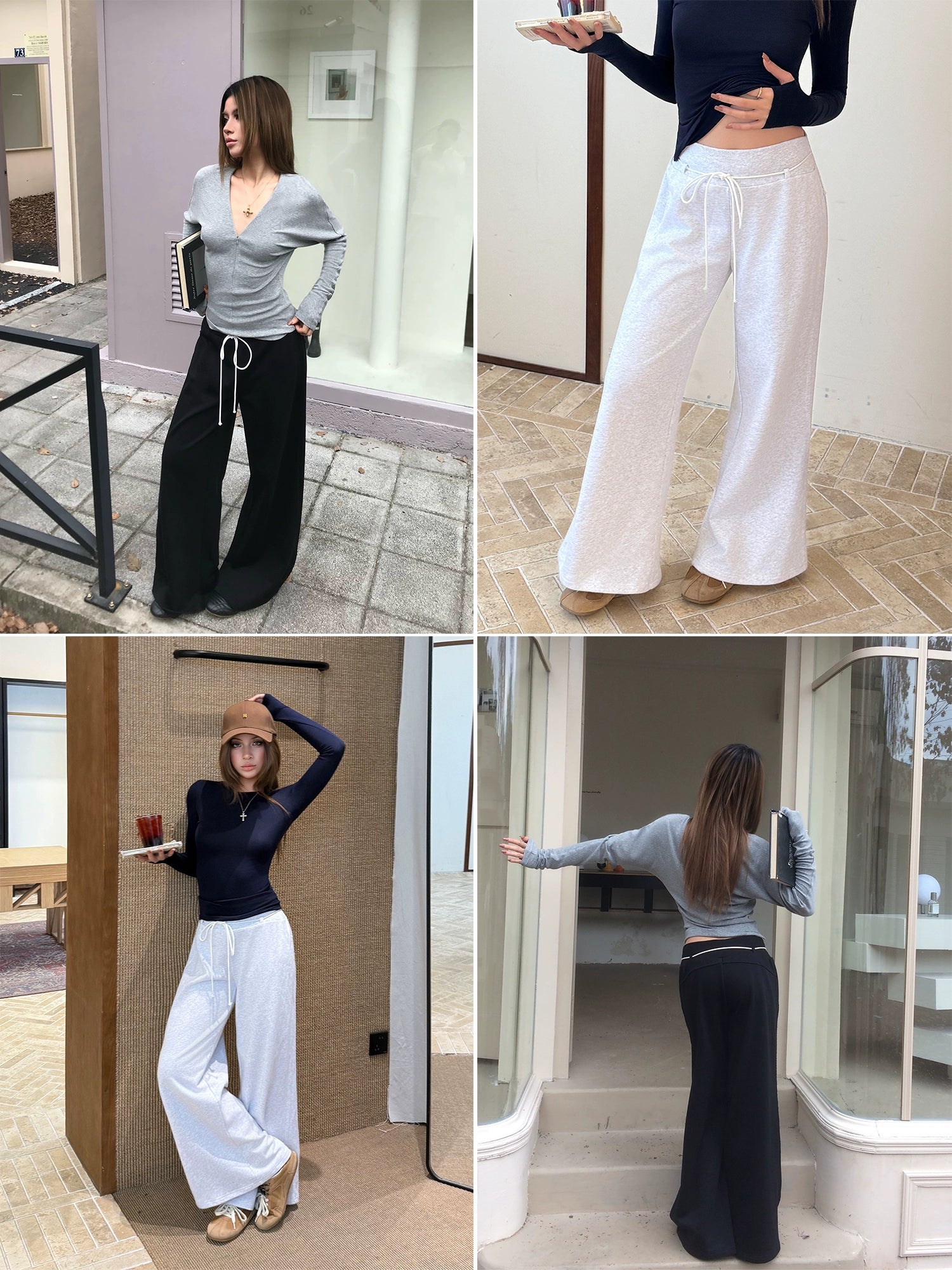 Audwyn Vintage Contrast Skinny Terry Cotton Sweatpants