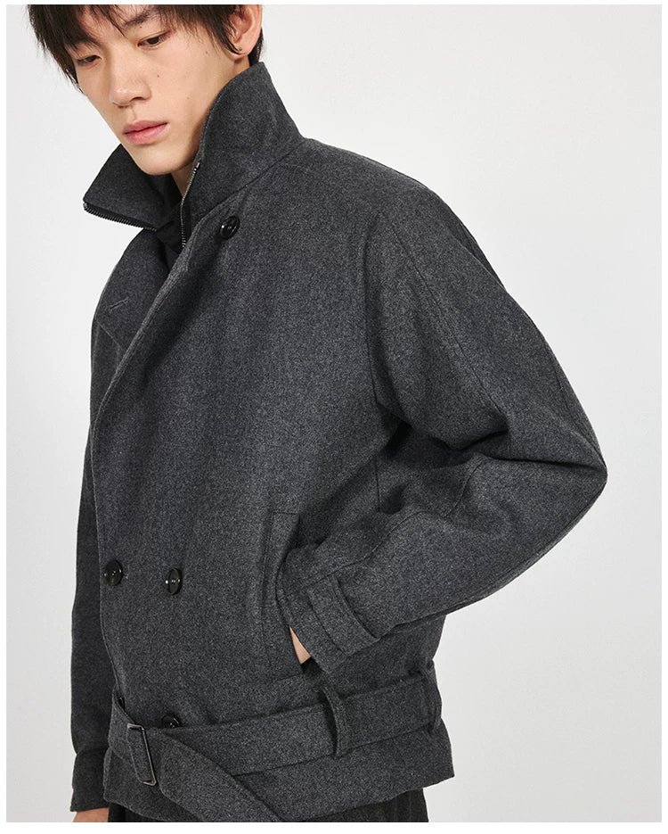 Stay The Night Fake Two Double-breasted Strap-on Jacket