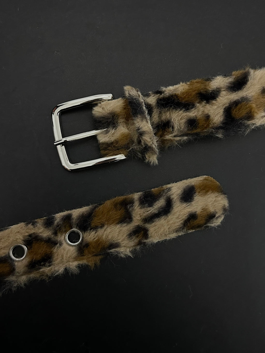 DPOL Brown Leopard Print Plush Belt