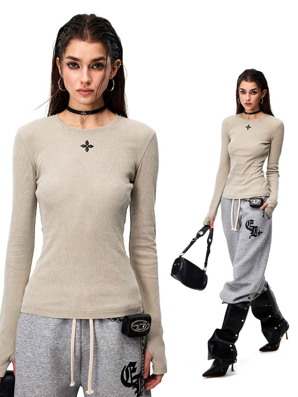 0123Start Vintage Slim Fit Front Shoulder Long Sleeves