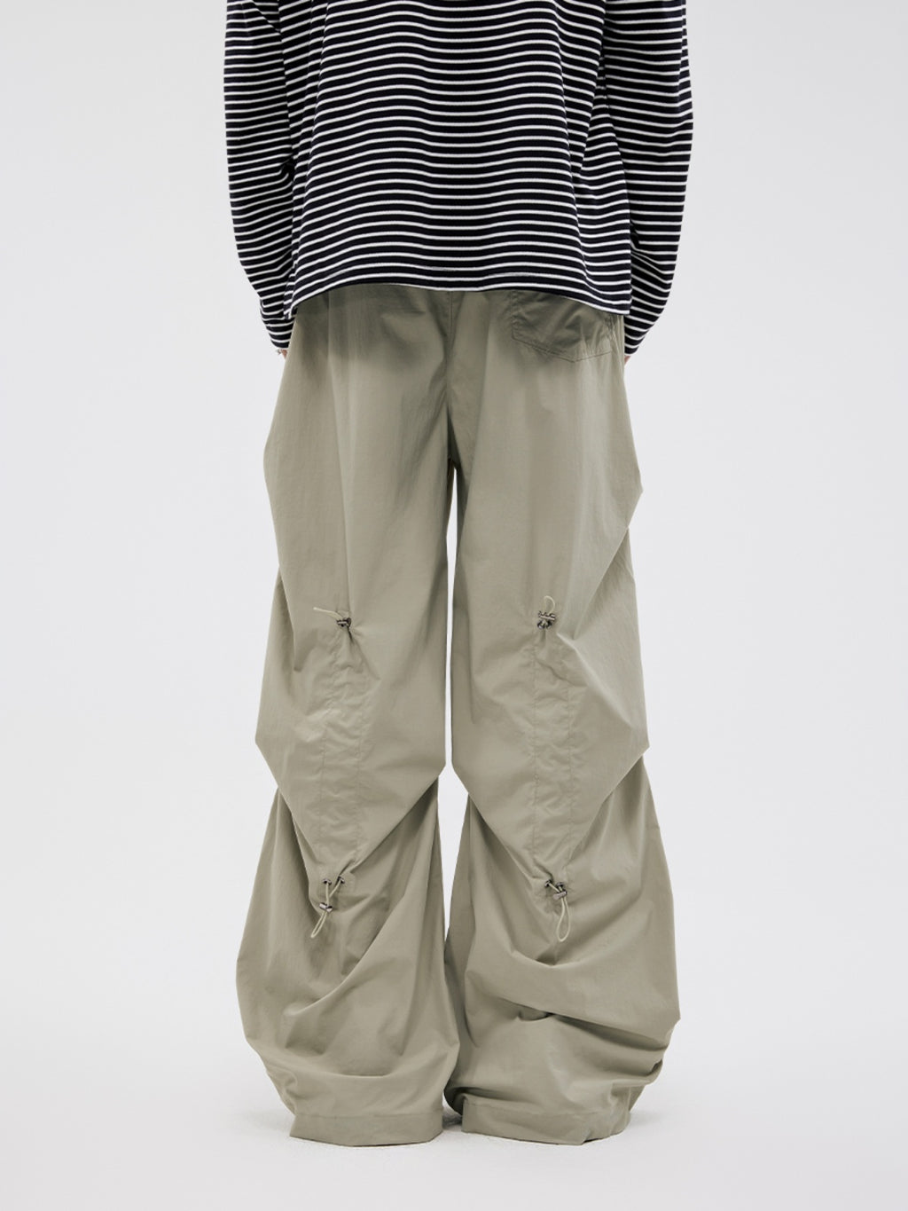 FUNKYFUN Inverted Pleated Straight Casual Trench Coat Pants