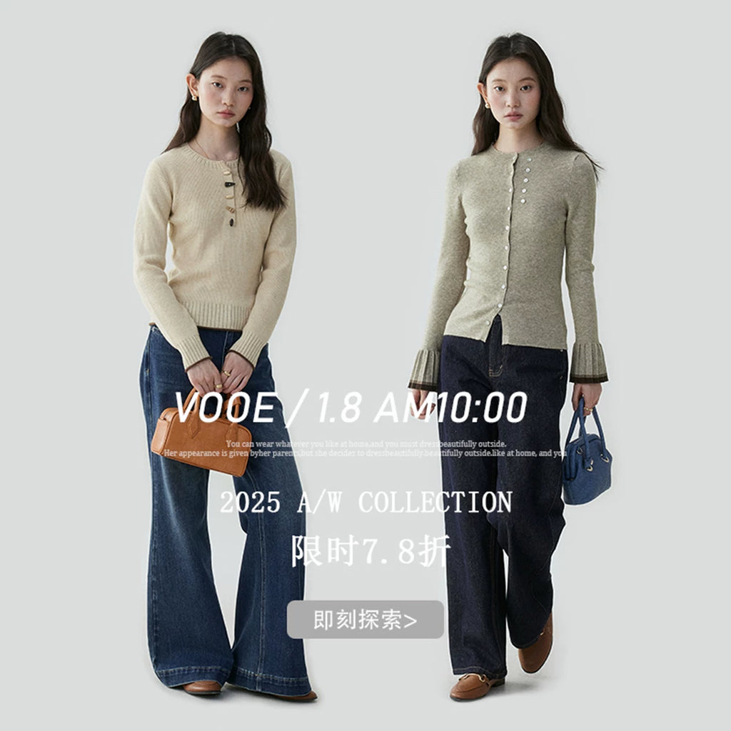 VOOE Scarf Collar Double-breasted Front-shoulder Woolen Jacket