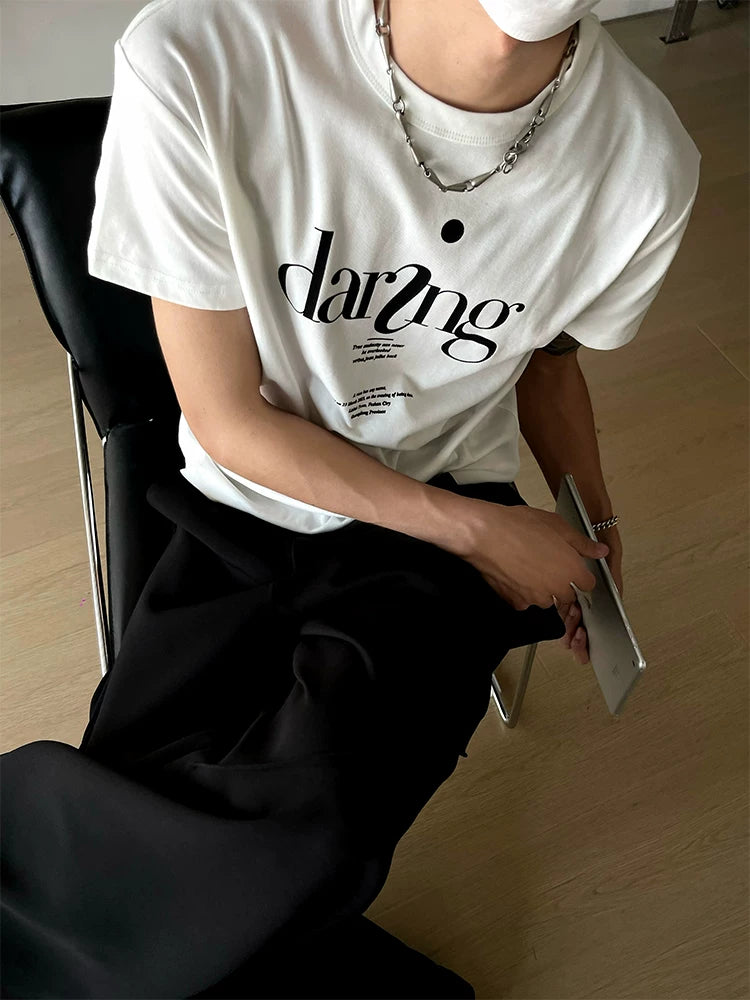 DM Tenacious Shoulder Simple Letter Elastic Tee