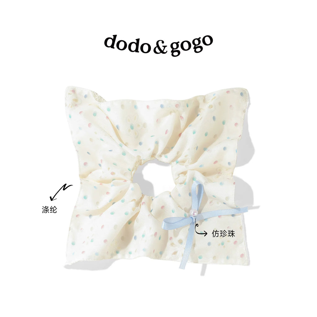 DODOGOGO Polka Dot Bow Square Scarf Hair Band