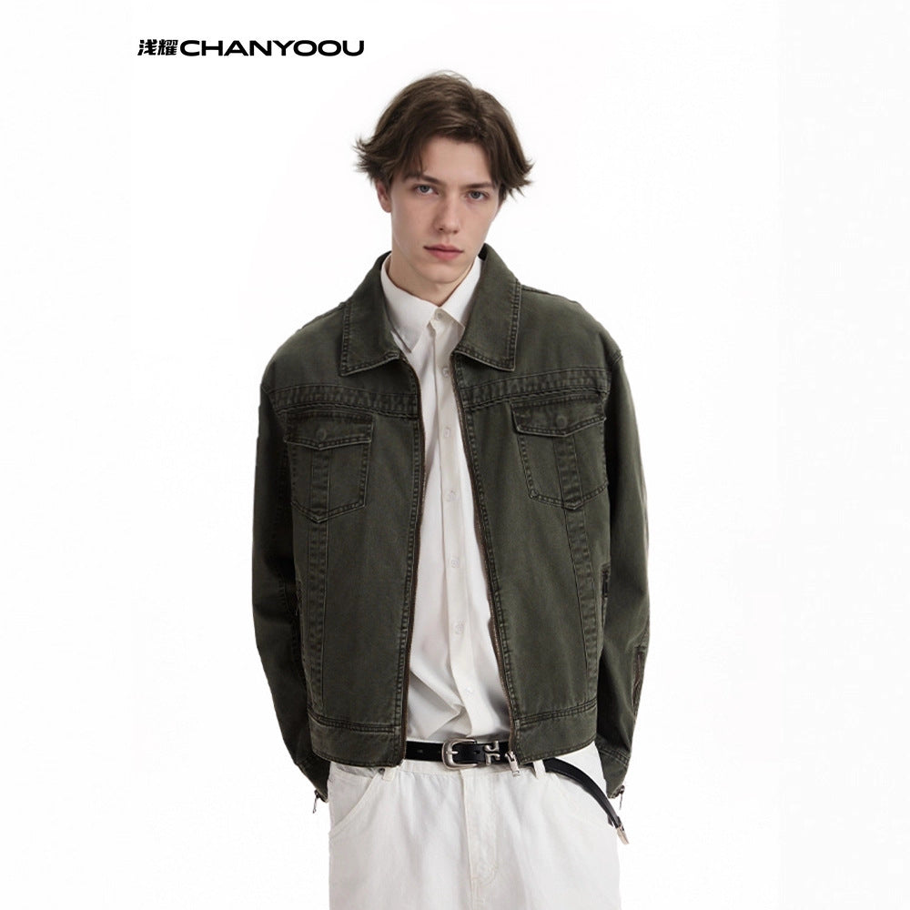 CHANYOOU Retro Old Deconstructed Denim Jacket