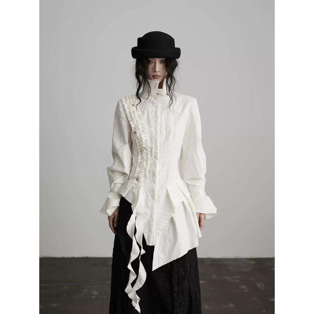 INDULGE Asymmetrical Waist Long-sleeved Shirt