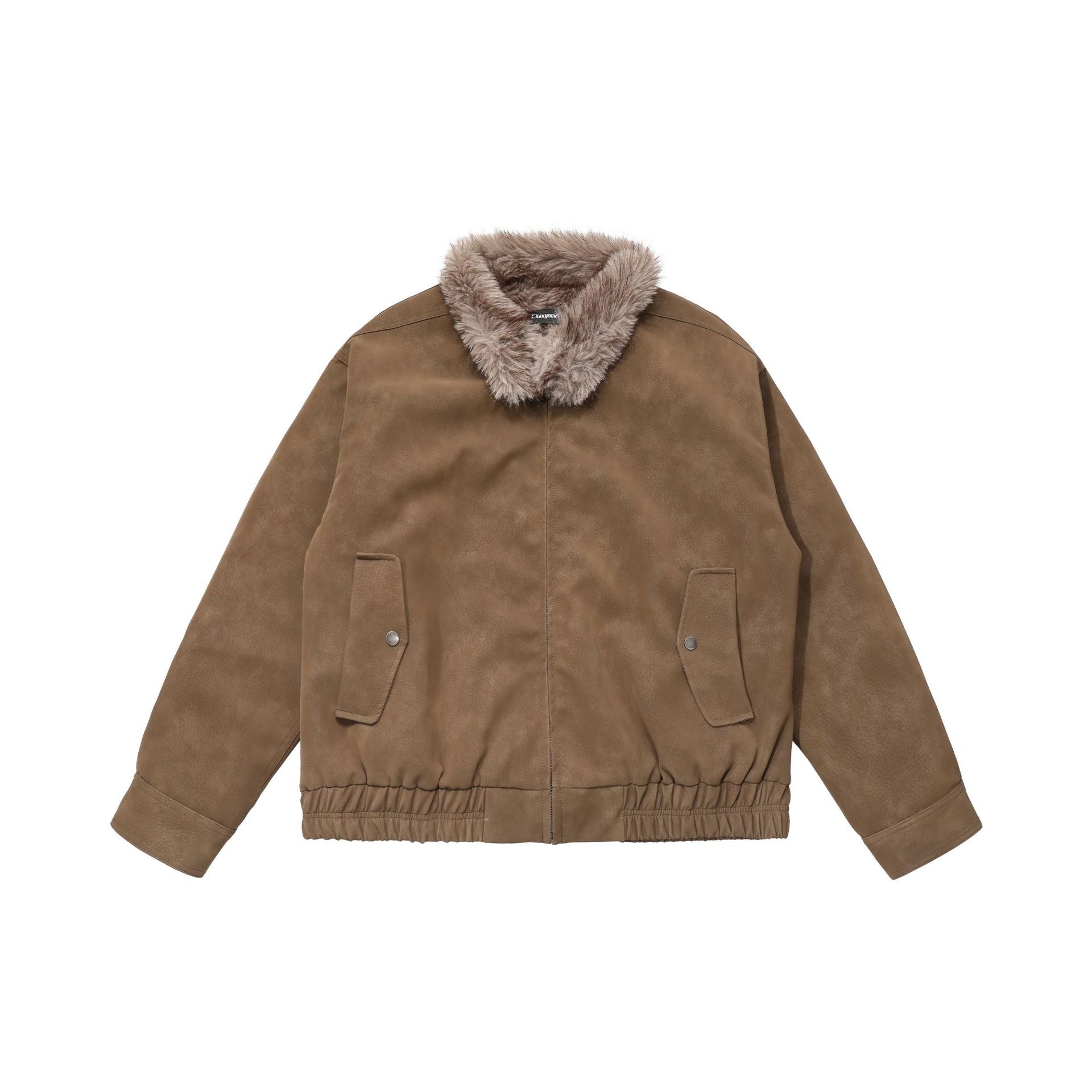 CHANYOOU Vintage Suede Fleece Collar Fleece Jacket