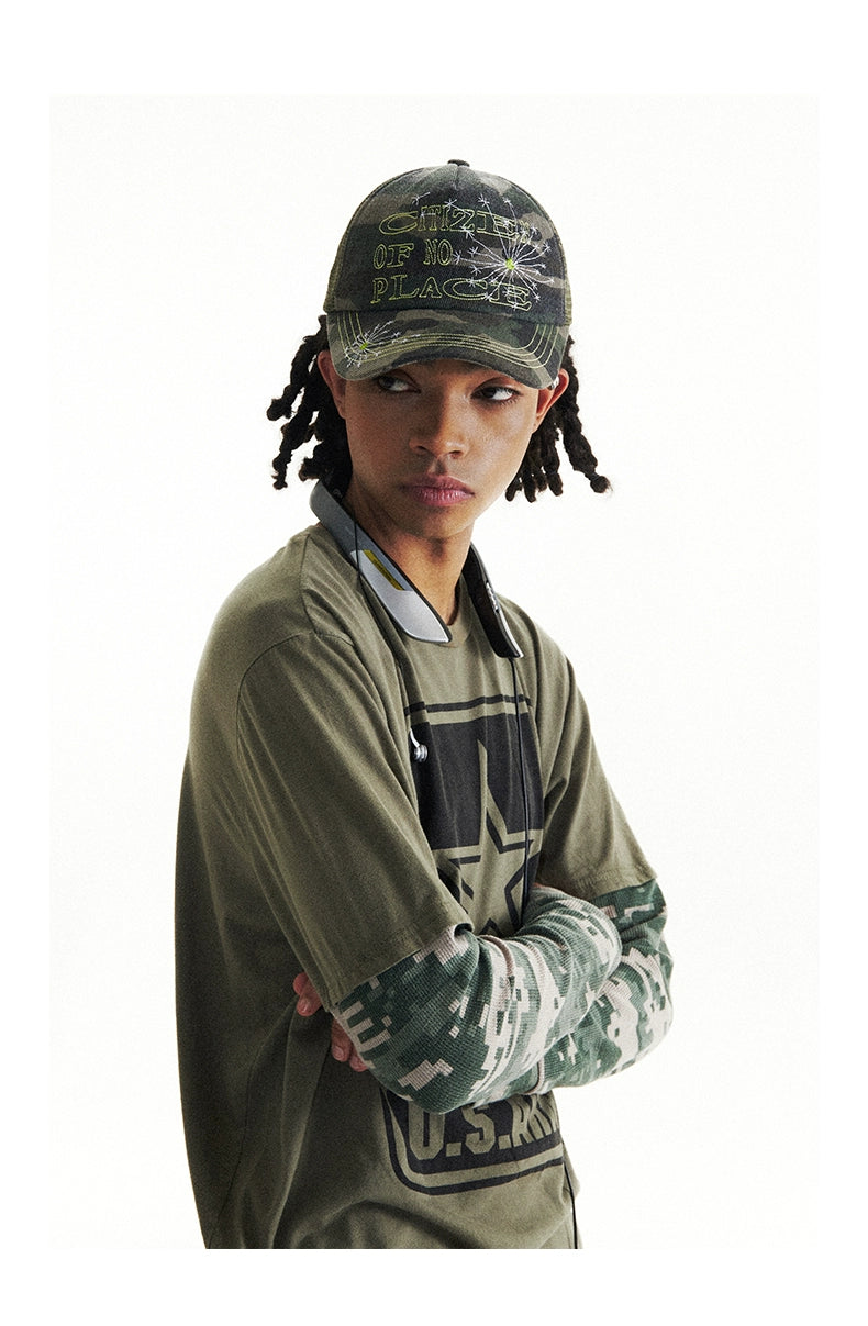 CONP 24SS "Scattered Dandelions" Hand Thread Embroidery Camouflage Truck Cap