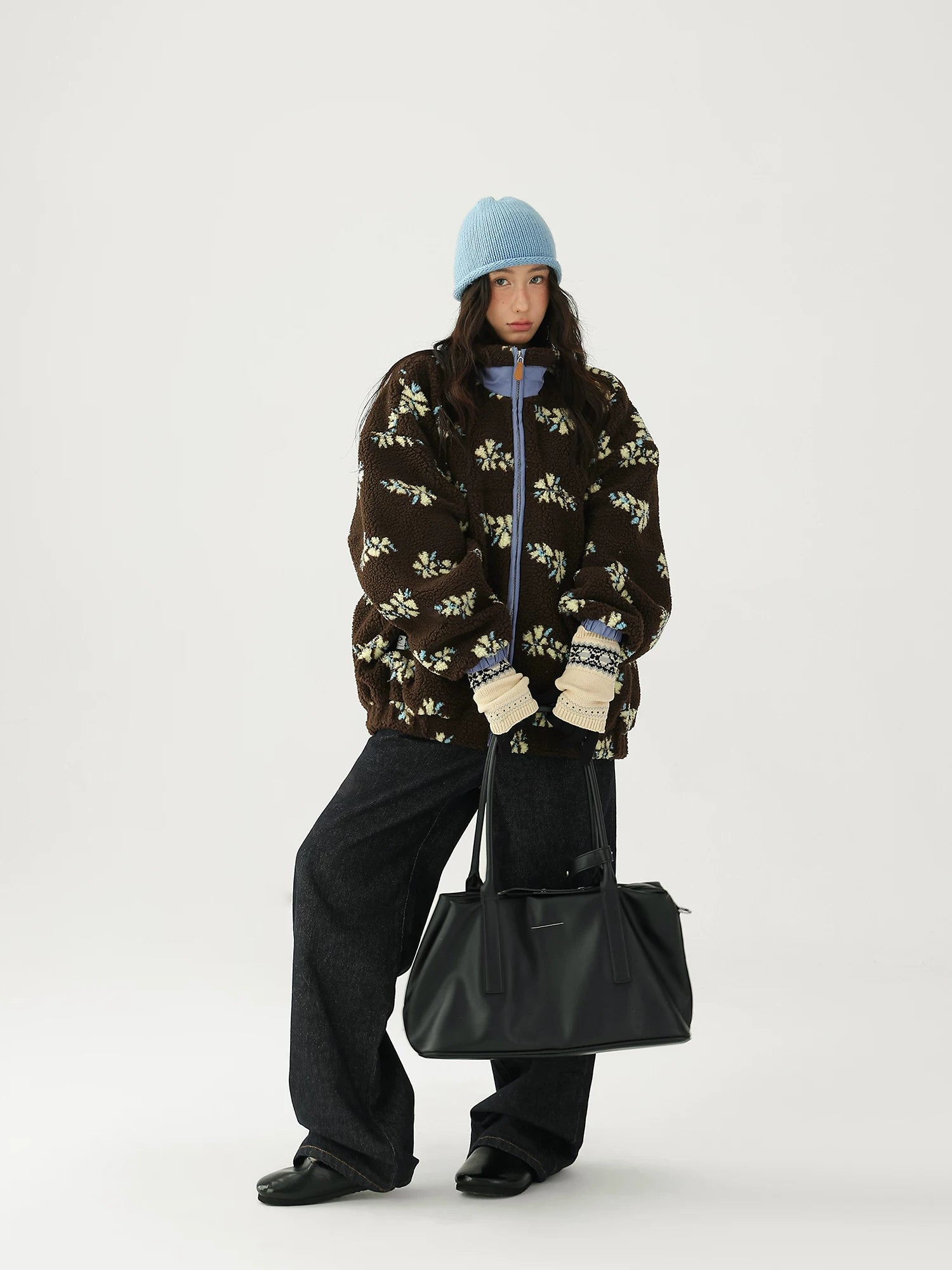 AceStudios Vintage Flower Full Print Lambwool Coat