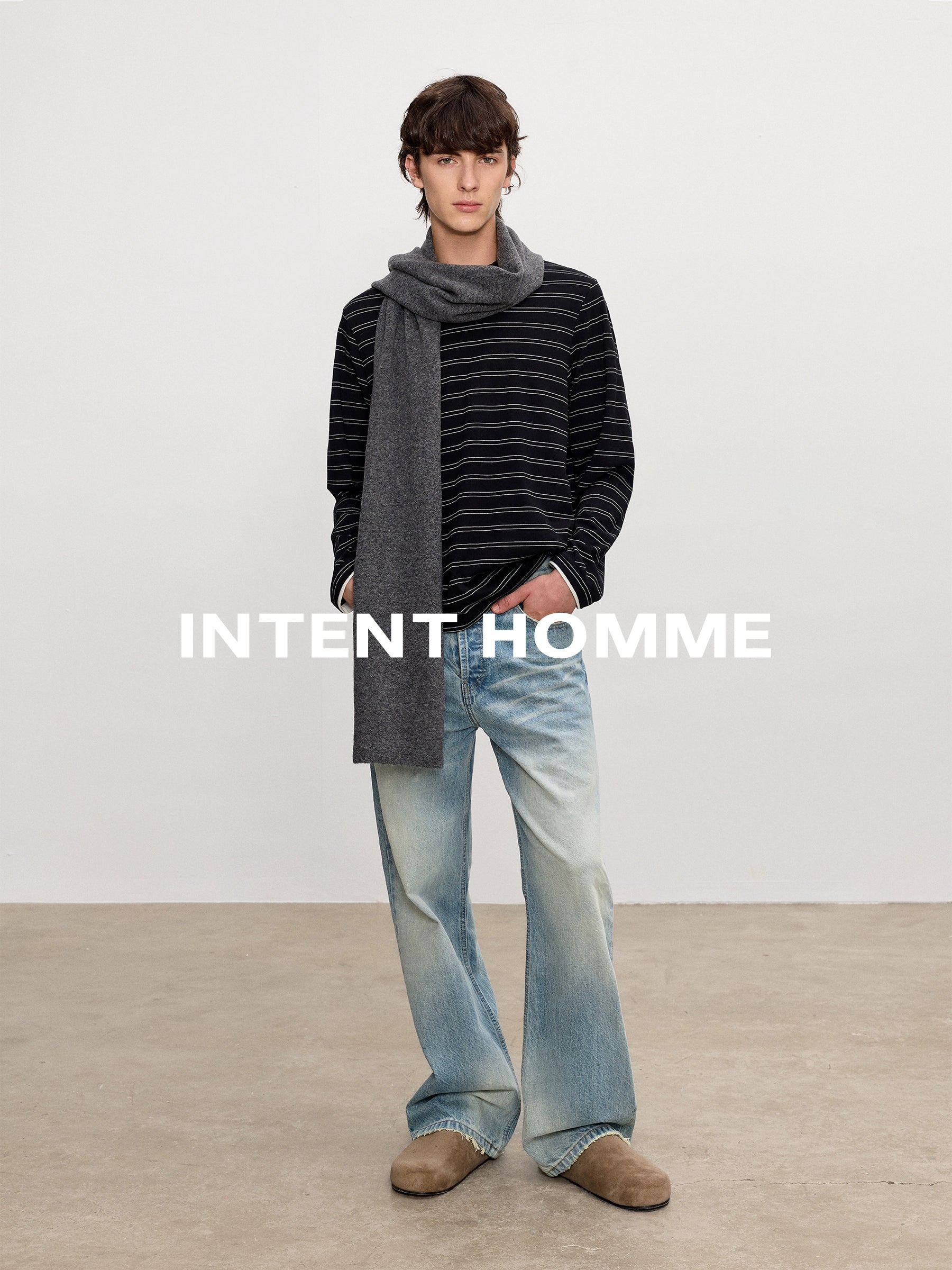 INTENT Double-line Striped Contrasting Long Sleeves