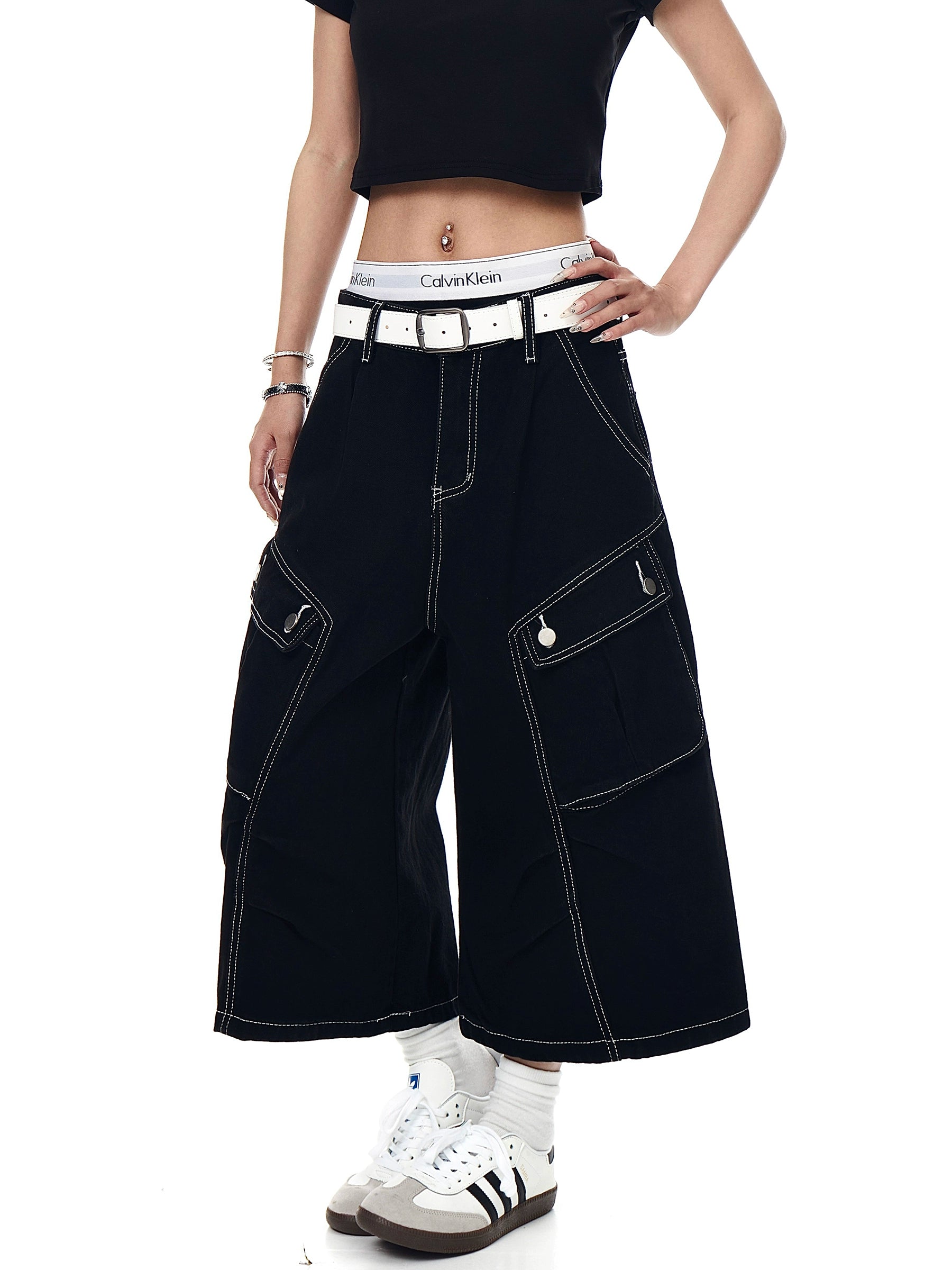 BLACKLISTS Multi-pocket Denim Tooling Cropped Pants