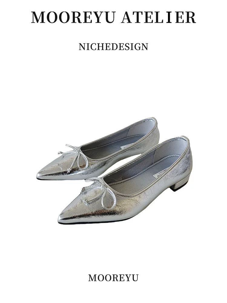 Mooreyu Pointed Head Temperament Bow Flats