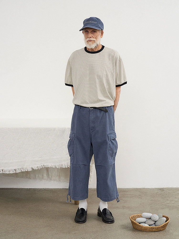 PARTIMENTO Shoulder Pinstriped Tee