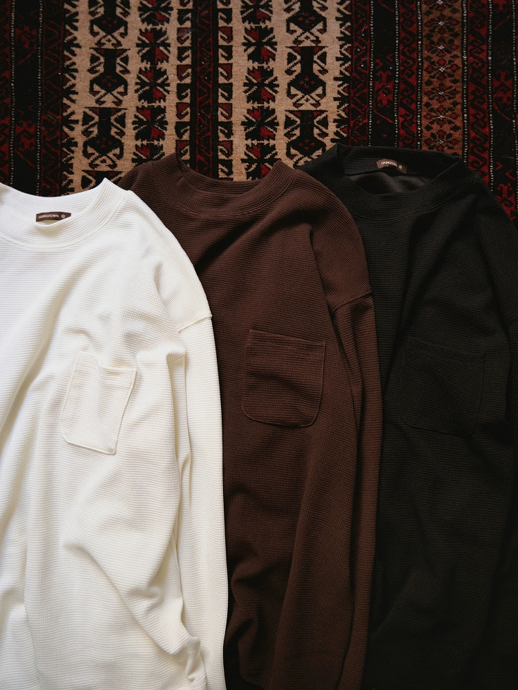 LIVINGTOWN Casual Versatile Loose Waffle Bottom Long Sleeve