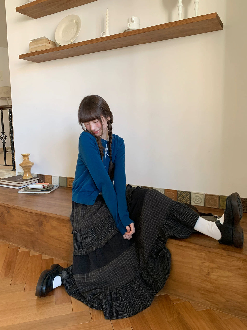 Kano Polka Dot Plaid Cake Skirt
