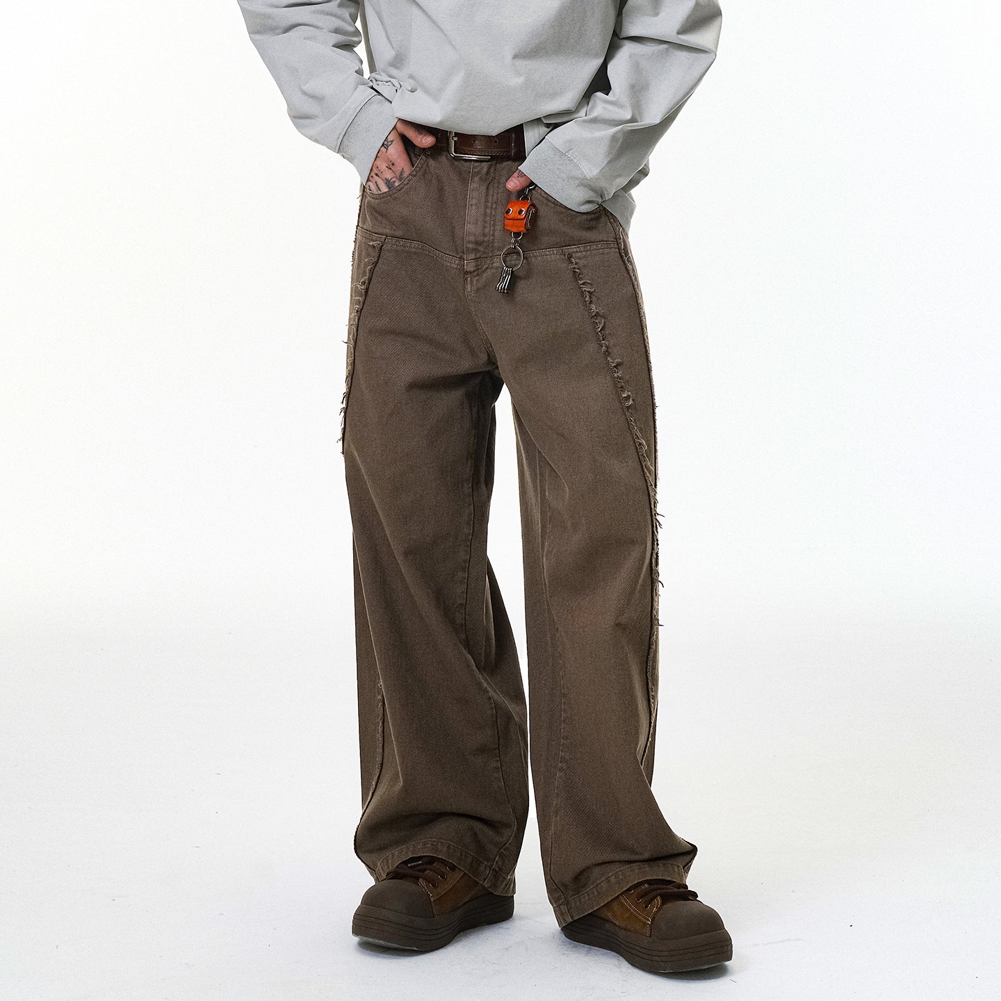 Inflation Rough Edge Old Destruction Style Casual Pants