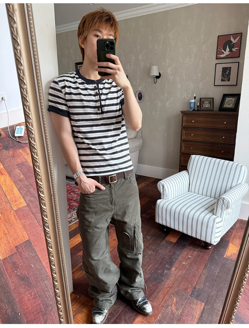 TREclub Vintage Contrast Striped Versatile Tee