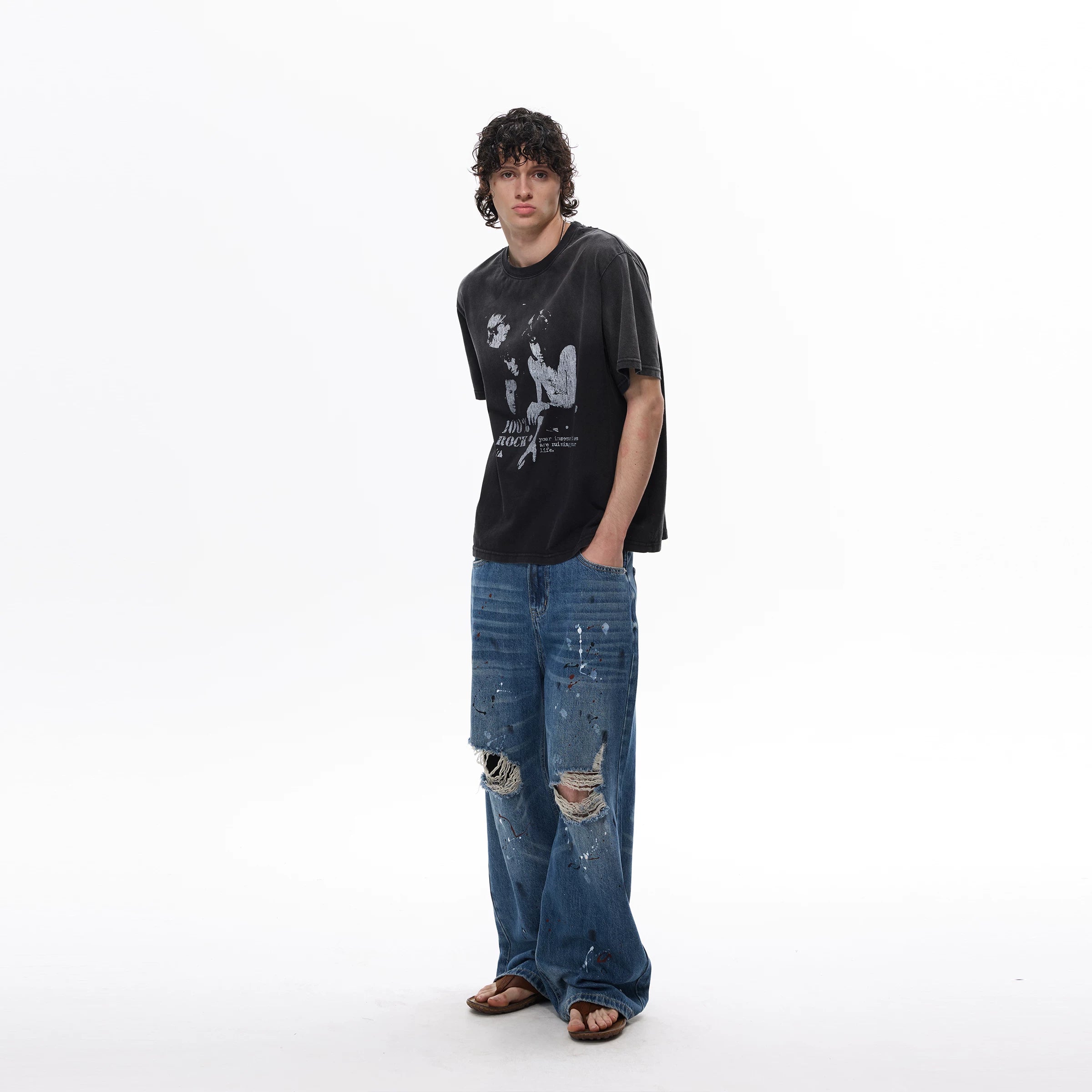 WLNEXT Vintage Premium Sense Loose Tee
