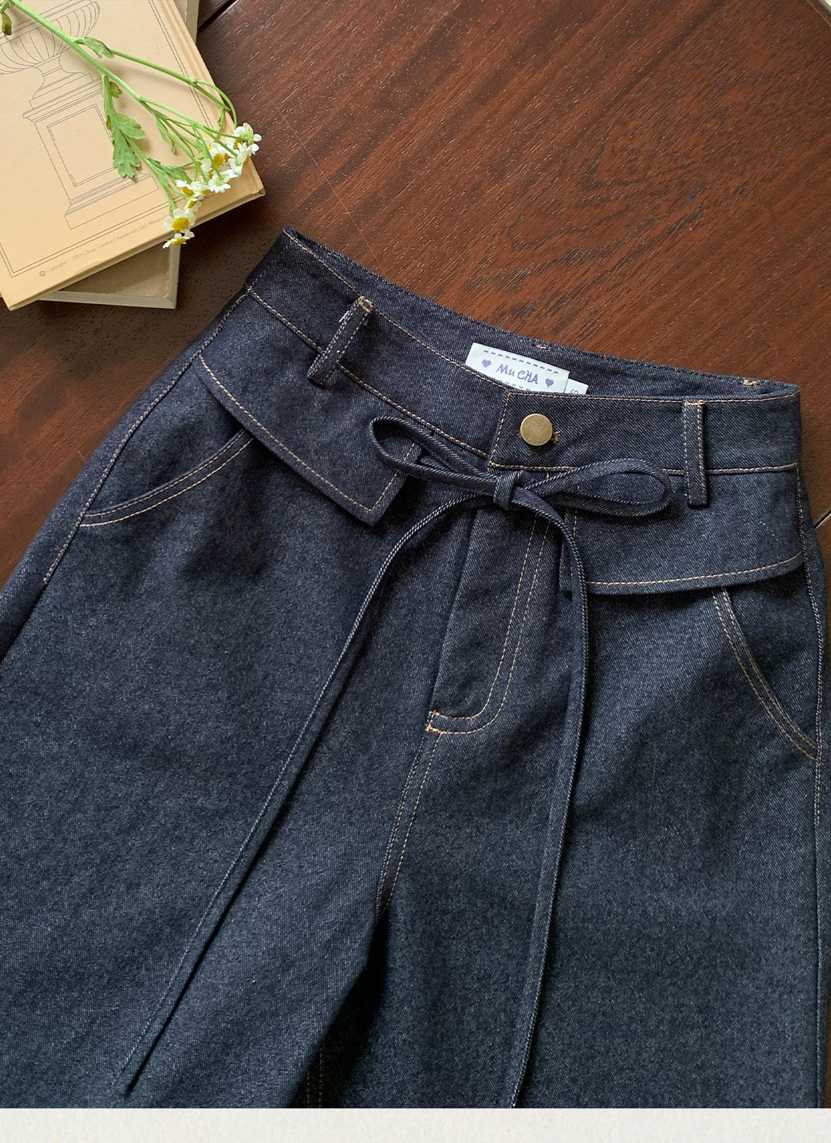 MUCHA Retro Strap-on High-waisted Jeans