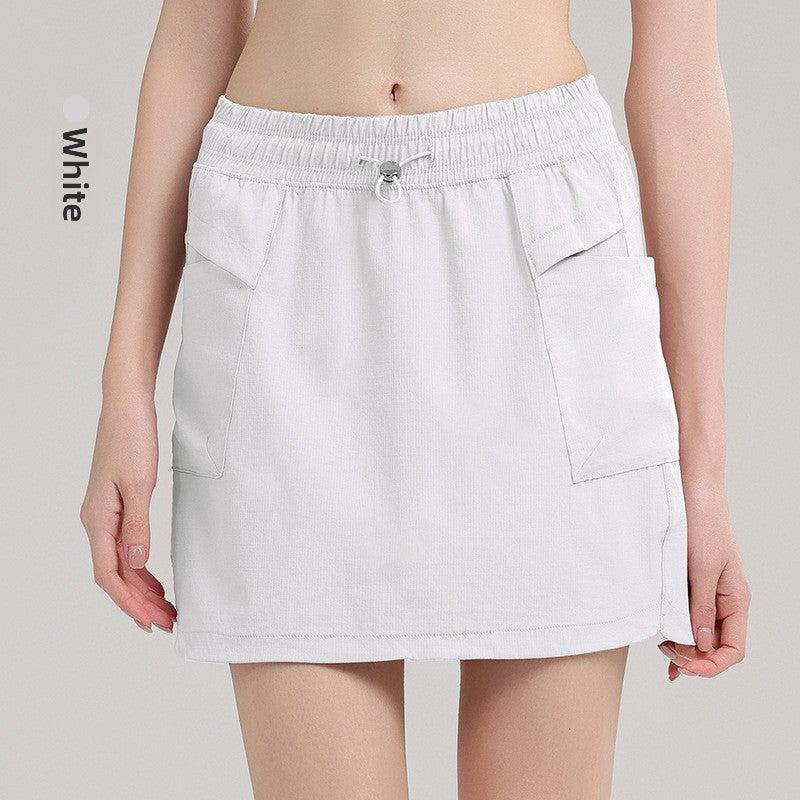 TIANQINGSE Elastic High Waist Lined Yoga Sports Skirt