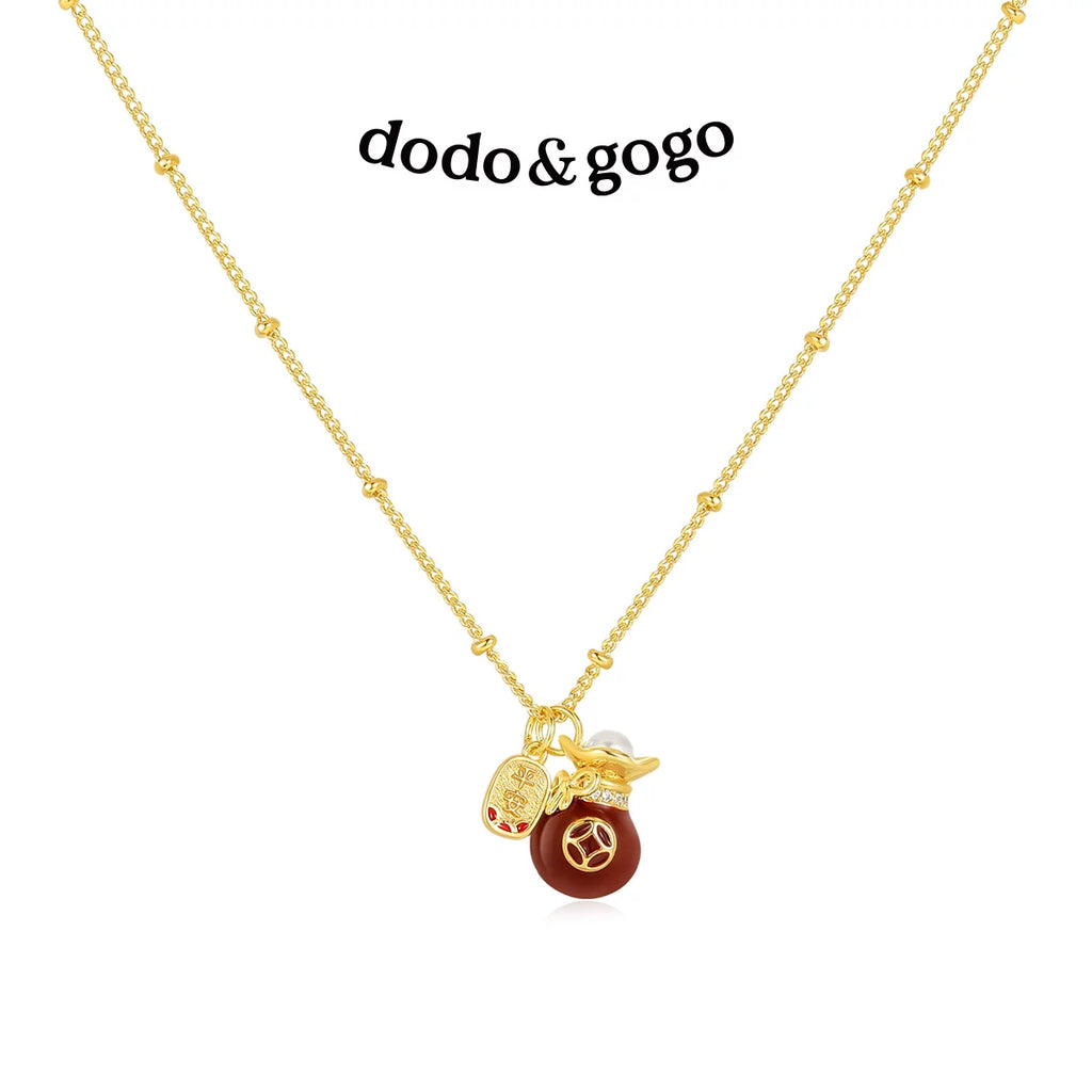 DODOGOGO Red Lucky Bag Pendant Necklace