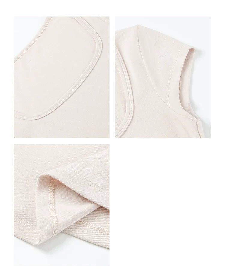 NEVA HU Simple Square Neck Straight Shoulder Thin Tee
