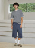 VLABMADE Linen-Blend Relaxed Fit Contrast Hem Short Sleeve Tee