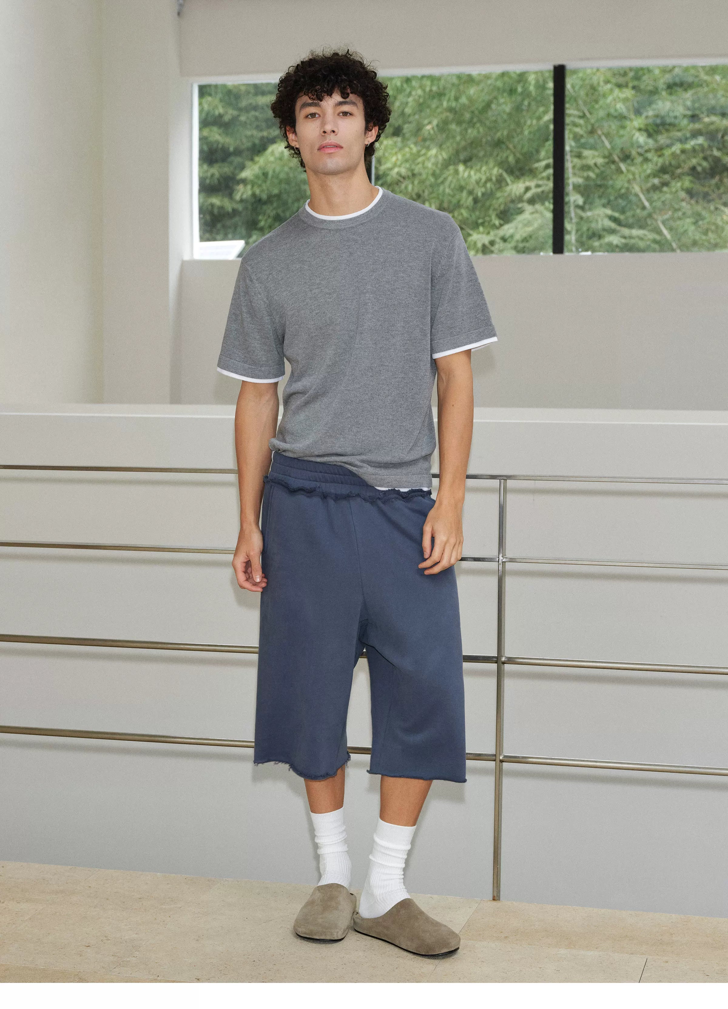 VLABMADE | 420G Linen-Blend Relaxed Faux-Layer Knit Tee