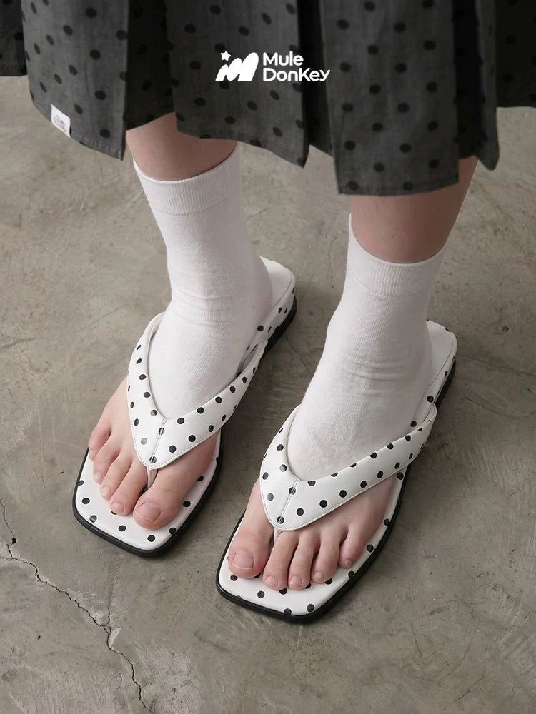 Donkey Polka Dot Wedge Heel Wear Platform Slippers