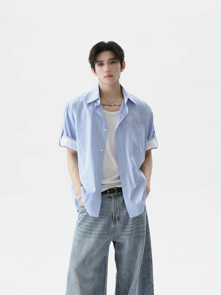 TURNTIDE Casual Loose Simple Striped Shirt