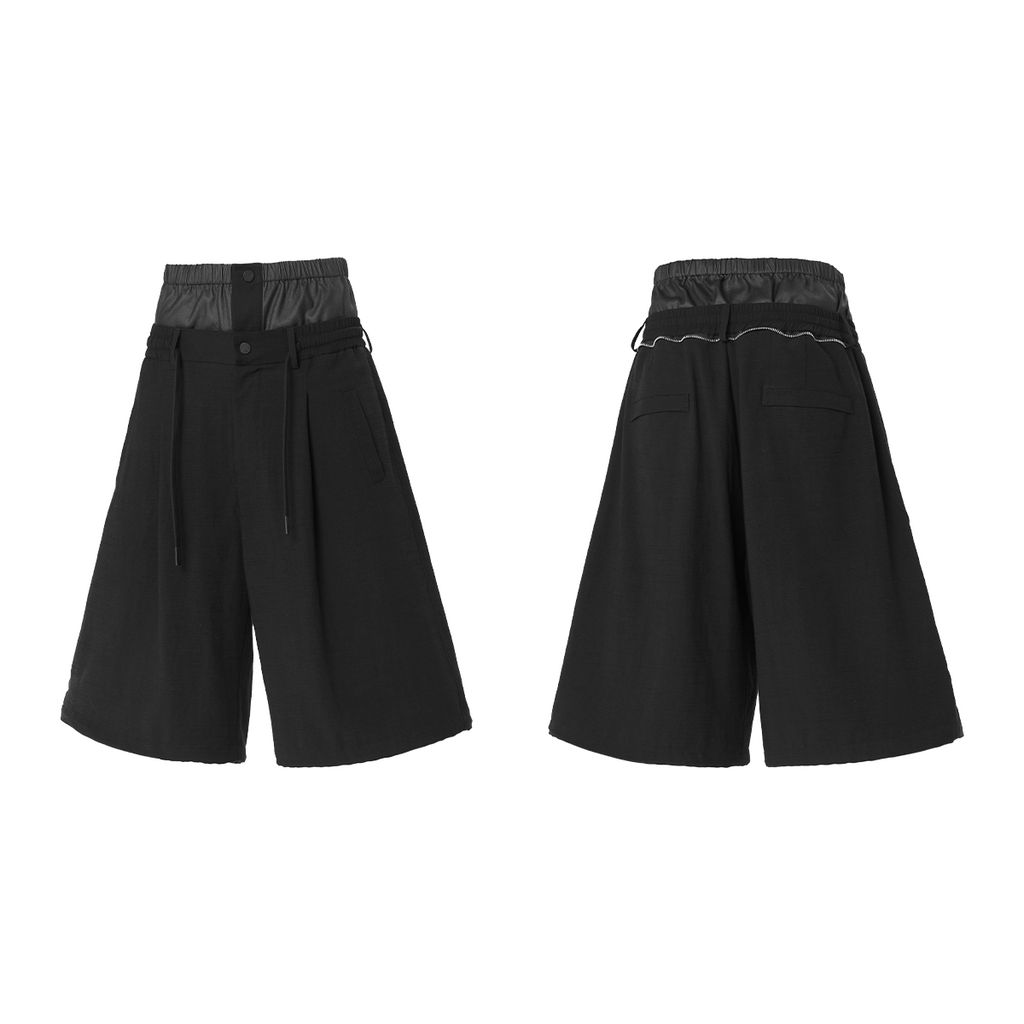 RELABEL Double Waist Splicing Loose Eight-point Trousers