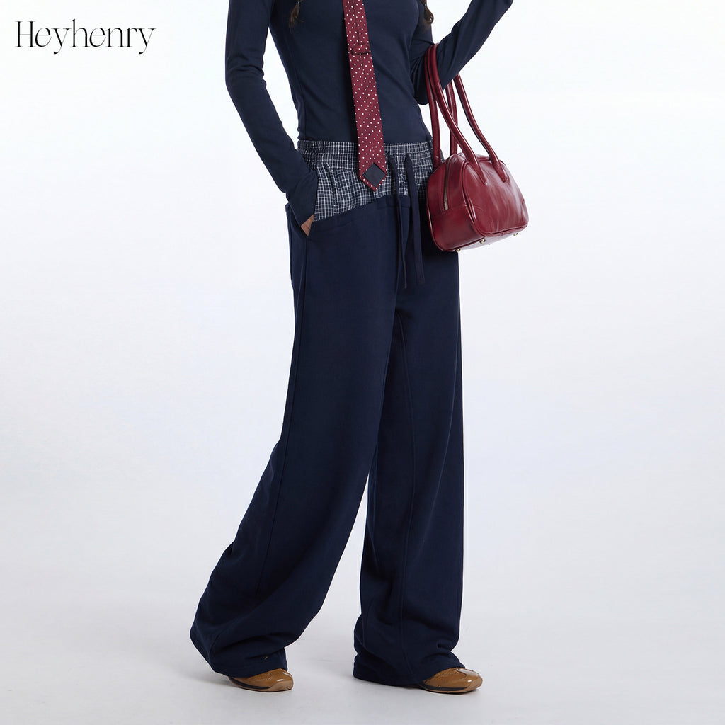 HeyHenry Splicing Sports Wide Leg Sweatpants