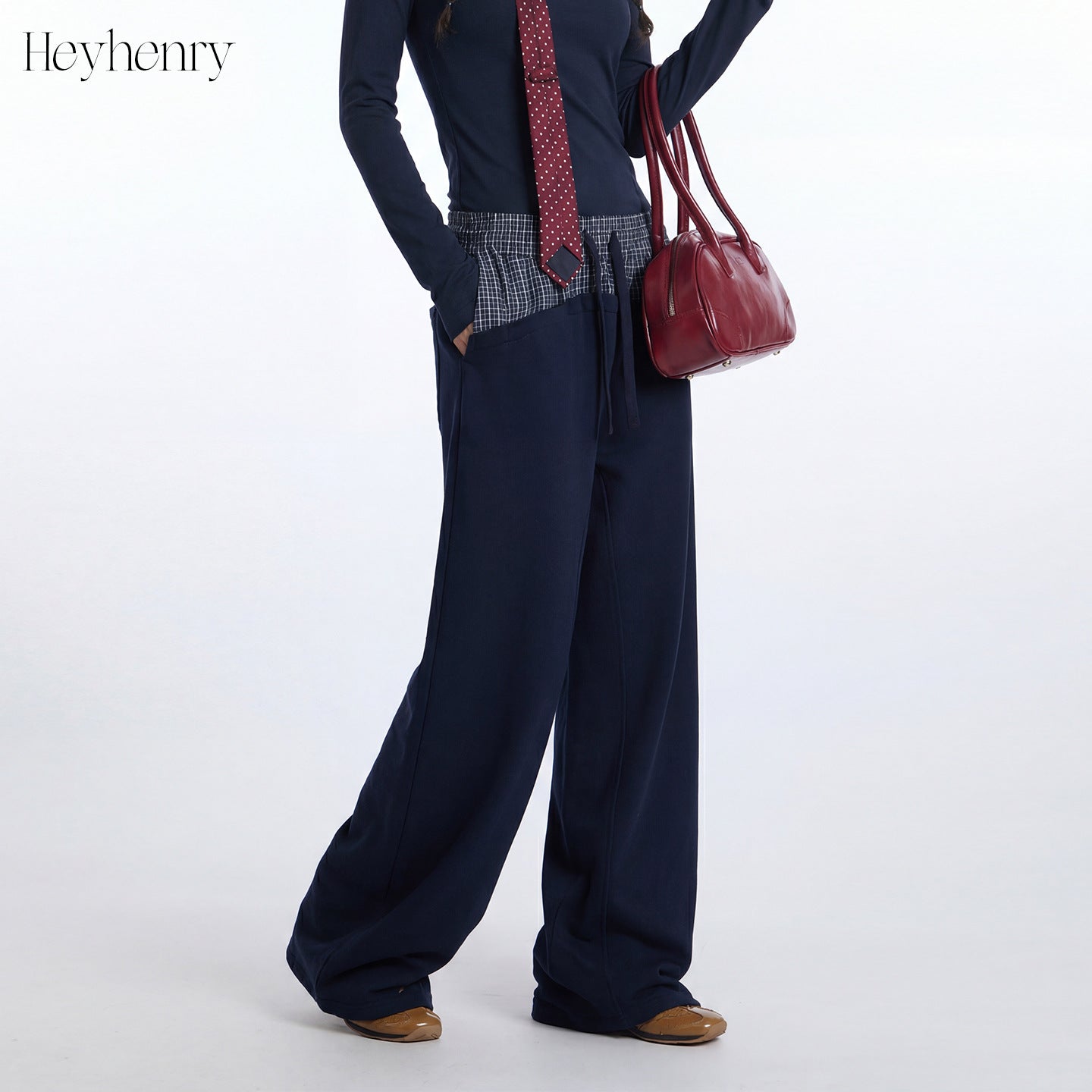 HeyHenry Splicing Sports Wide Leg Sweatpants