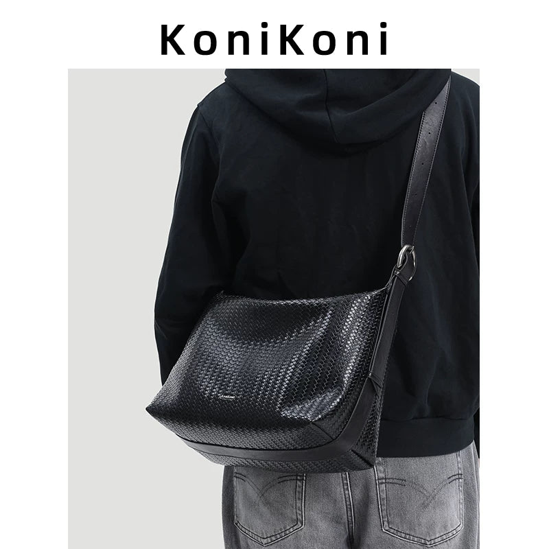 KoniKoni Leather Crossbody Tote Bag