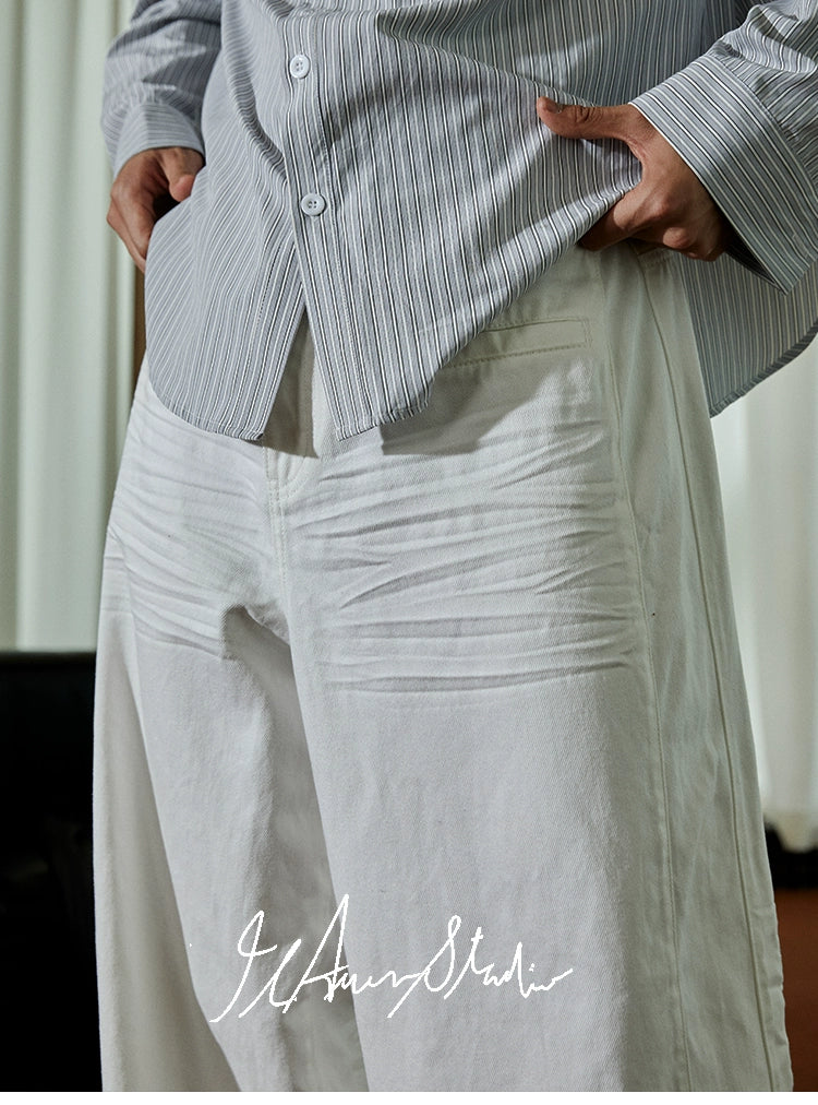 JCAESAR Pleated Wide-leg Jeans