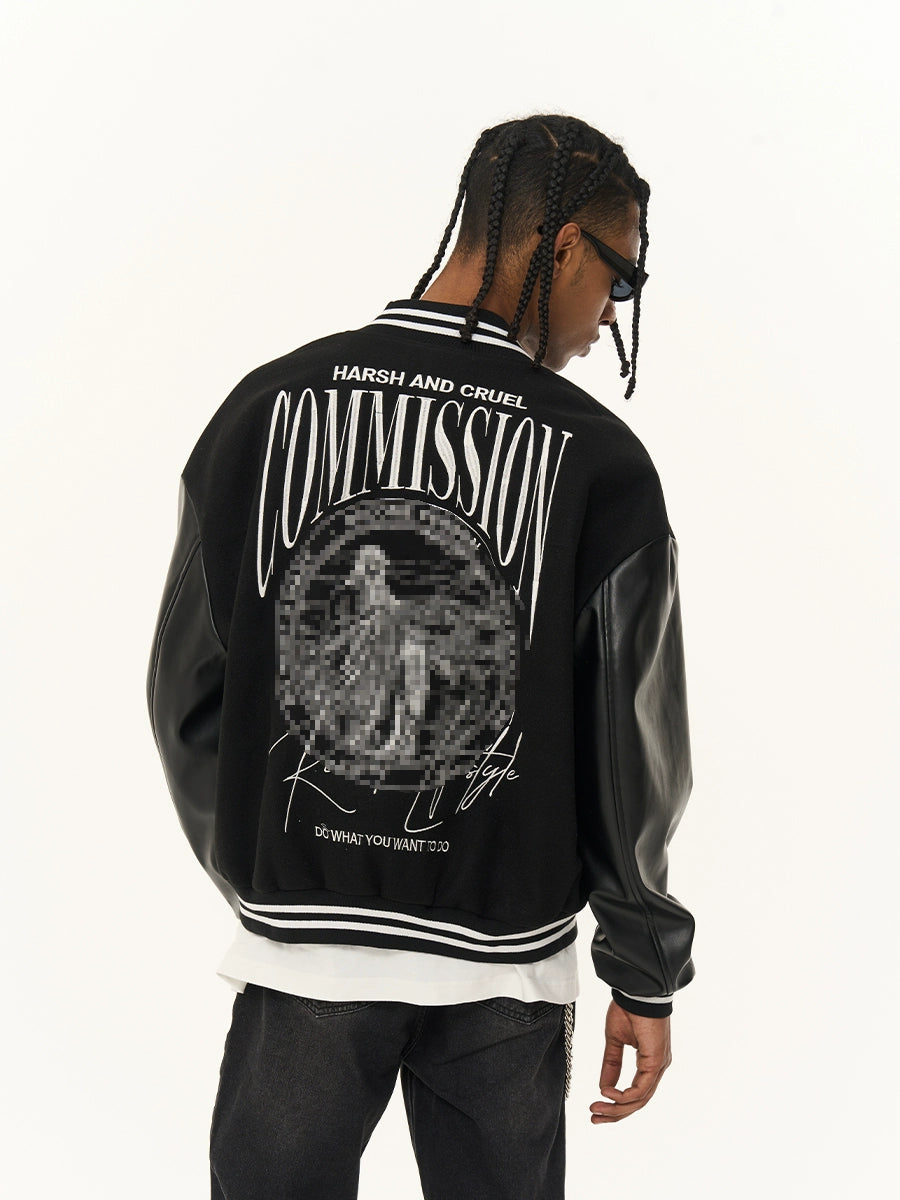 Harshandcruel Vintage Hip Hop Embroidered Baseball Jacket