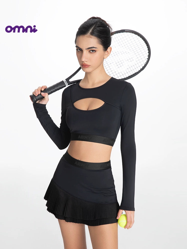 ABMY Hollow Suspender Irregular Pleated Skirt